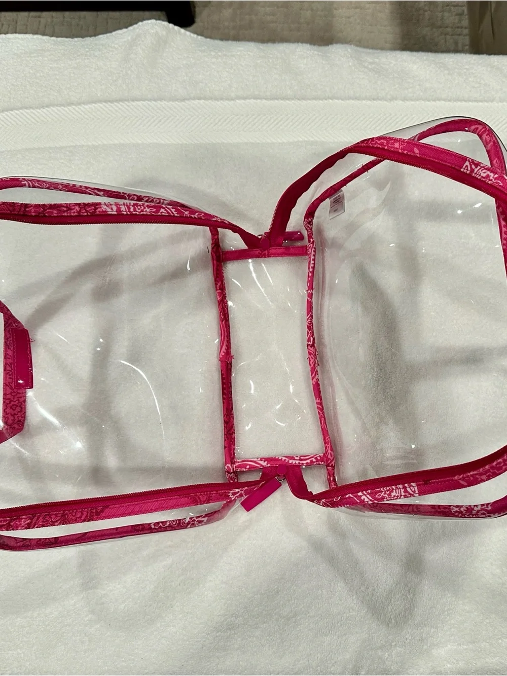 Vera Bradley Clear Cosmetic Travel Case with Pink Trim